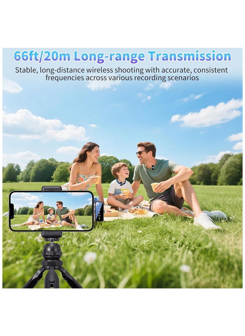 Wireless Lavalier Microphone,3 in 1 Wireless Mic for iPhone/Android/Camera,Mini Microphone Noise Reduction Mic for Record Interview, Vlogging, YouTube, Tiktok