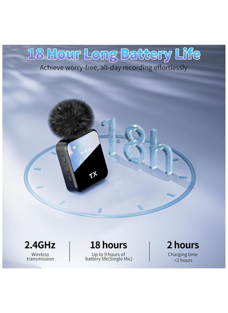 Wireless Lavalier Microphone,3 in 1 Wireless Mic for iPhone/Android/Camera,Mini Microphone Noise Reduction Mic for Record Interview, Vlogging, YouTube, Tiktok