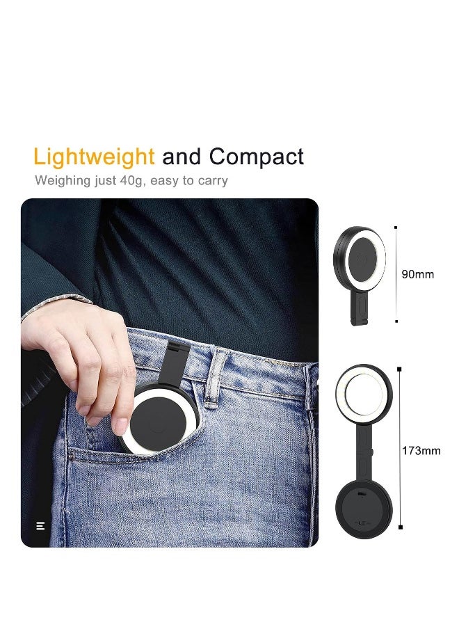 Magnetic LED Phone Ring Light - Portable Selfie Fill Light for iPhone with 6 Lighting Modes, Ideal for Video Recording, Selfies, TikTok, Vlogging, and Live Streaming.