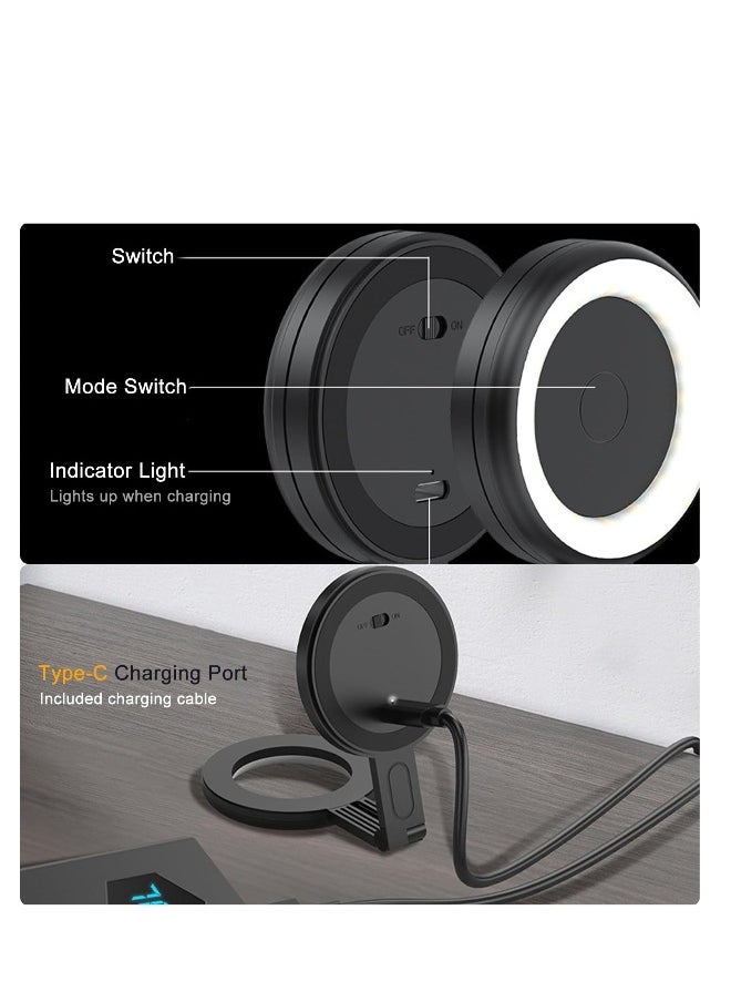 Magnetic LED Phone Ring Light - Portable Selfie Fill Light for iPhone with 6 Lighting Modes, Ideal for Video Recording, Selfies, TikTok, Vlogging, and Live Streaming.
