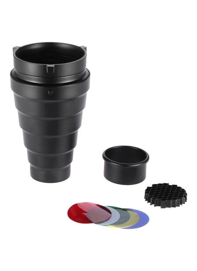7-Piece Metal Conical Snoot With Honeycomb Grid Kit Black/Red/Yellow