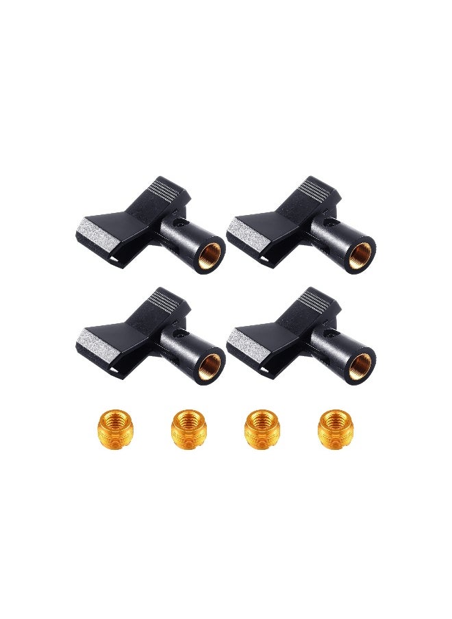 Mic Clips for Stands, 4 Pieces Microphone Clip Holder, with 4 Adapters, Adjustable Microphone Holder, Wireless Mic Holder Clamp, for Mic Stand, with 5/8 Inch Male to 3/8 Inch Female Adapter