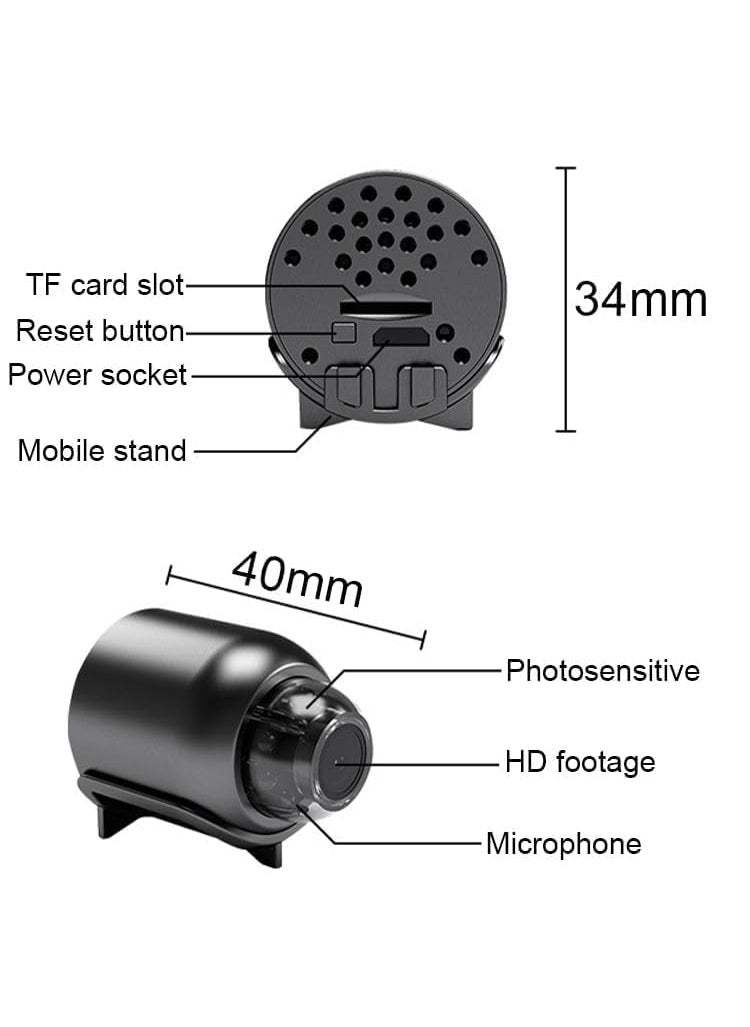 GARYVIZ WiFi 1080p Wired Small Size Camera Hd Audio Video Recording Work with Power Dc 5V 24 Hours Working Security Camera Digital Video Recorder Mini Black