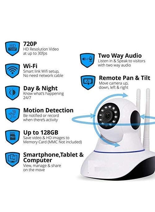 SNARIYOVSN V380 Pro HD 1080P Night Vision Wireless WiFi IP Camera with 2 Way Audio and Up to 64GB SD Card Supports for Indoor Outdoor White
