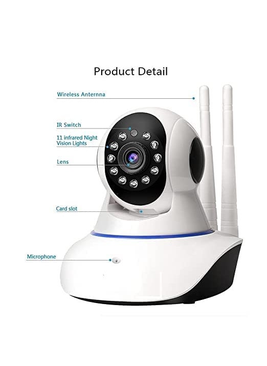 SNARIYOVSN V380 Pro HD 1080P Night Vision Wireless WiFi IP Camera with 2 Way Audio and Up to 64GB SD Card Supports for Indoor Outdoor White