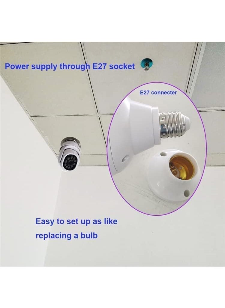 SNARIYOVSN 360 View 2 MP 1080p HD Bulb Light Wireless IP Camera Fish Eye 360 Degree Panoramic Mini Lamp IR CCTV Home Security Camera Cloud Camera White PTZ Camera55