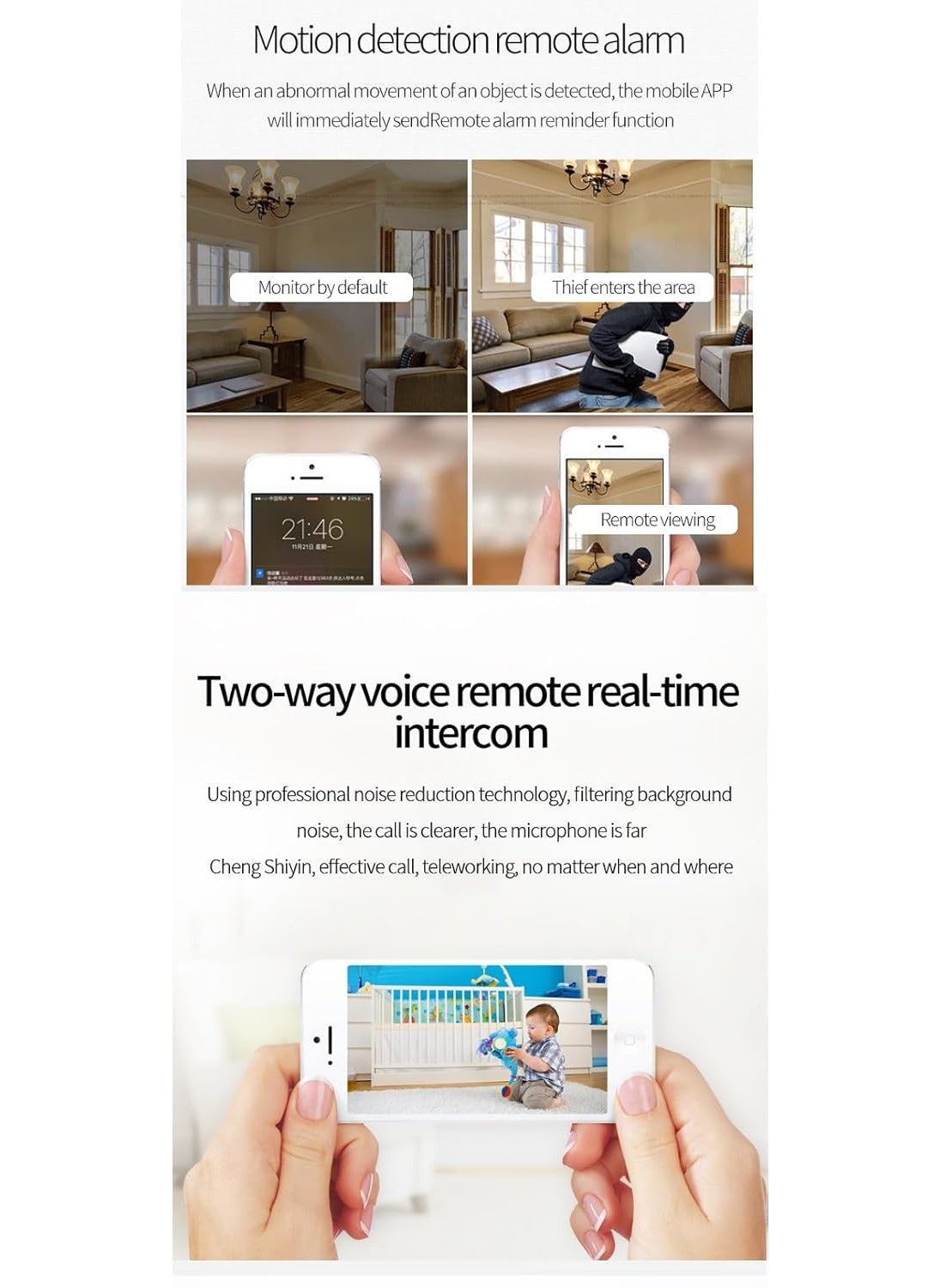 AJUK FHD 1080P WiFi Security Camera Night Vision TwoWay Audio Loop Recording Motion Detection CCTV IP Cam