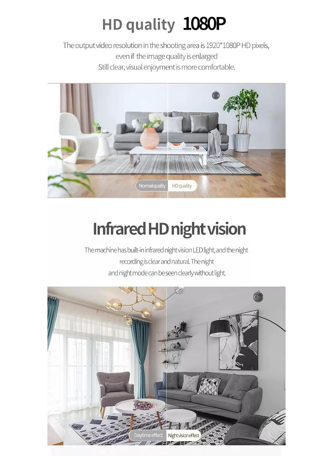 AJUK FHD 1080P WiFi Security Camera Night Vision TwoWay Audio Loop Recording Motion Detection CCTV IP Cam