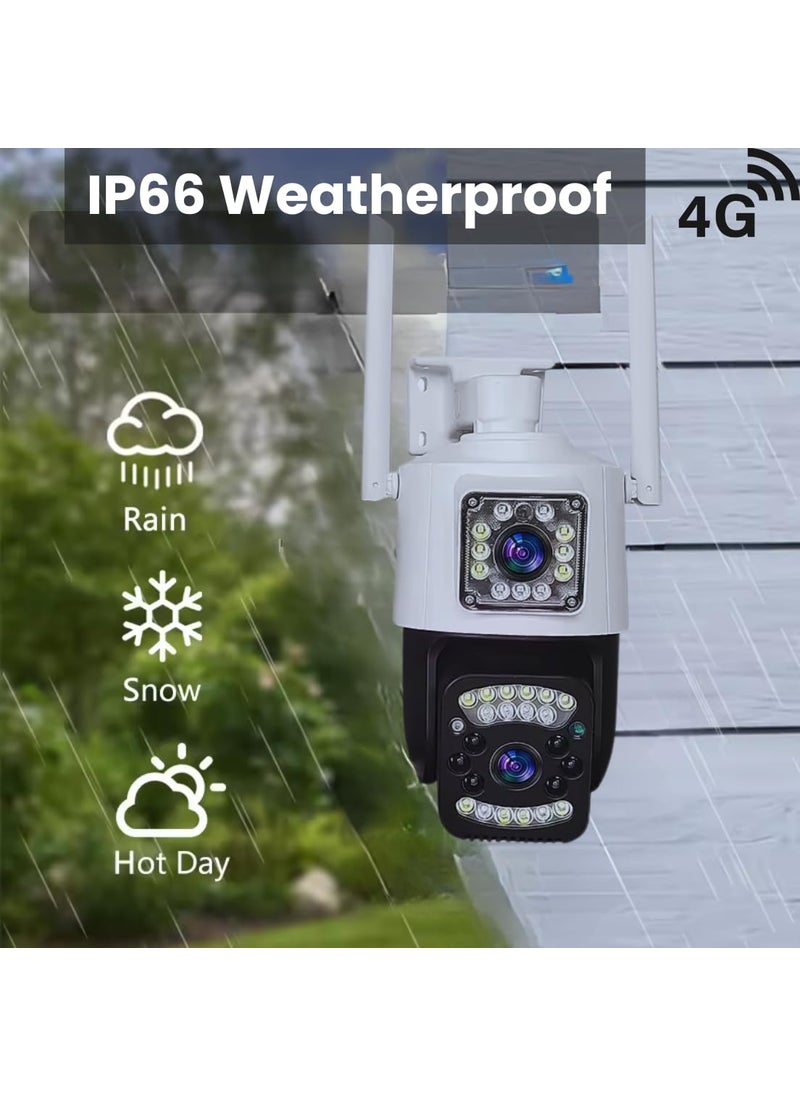 OneXsale Dual Lens 6 MP LTE Cellular Security Camera Outdoor Indoor 4G Security Camera with SD CardSIM Include 1080P Security Cameras with 360 PTZ 2Way Audio Motion Alert Color Night Mode