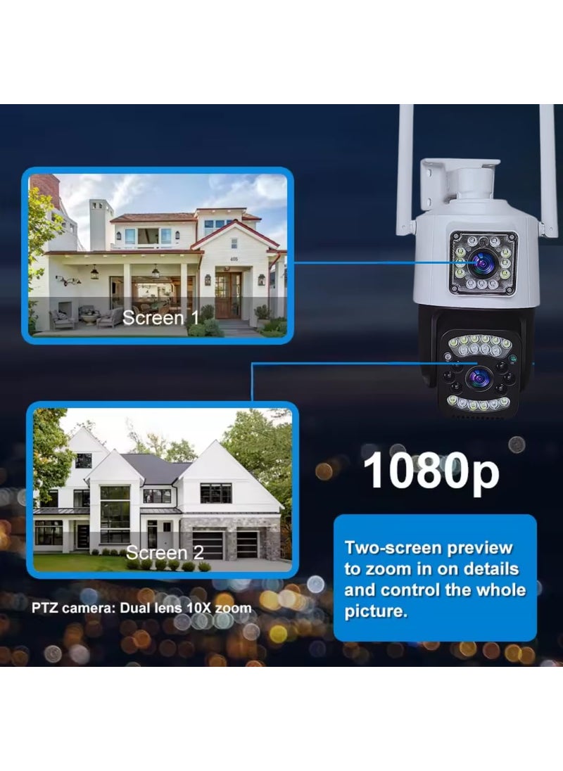 OneXsale Dual Lens 6 MP LTE Cellular Security Camera Outdoor Indoor 4G Security Camera with SD CardSIM Include 1080P Security Cameras with 360 PTZ 2Way Audio Motion Alert Color Night Mode