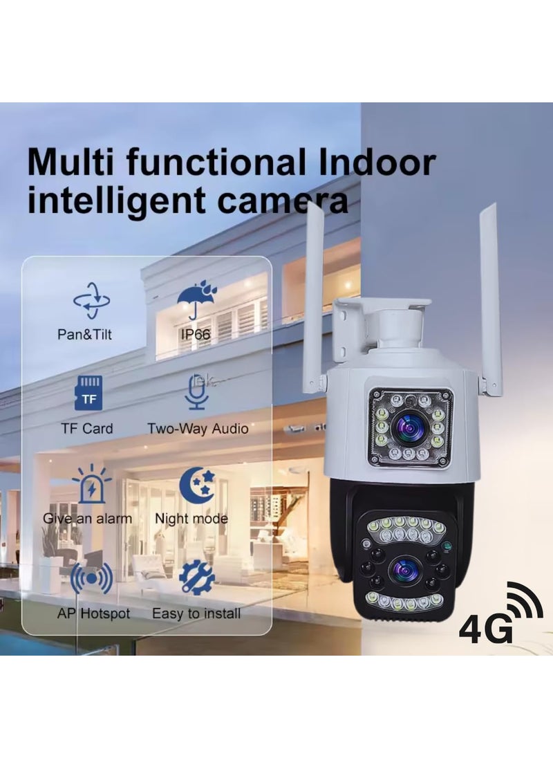 OneXsale Dual Lens 6 MP LTE Cellular Security Camera Outdoor Indoor 4G Security Camera with SD CardSIM Include 1080P Security Cameras with 360 PTZ 2Way Audio Motion Alert Color Night Mode