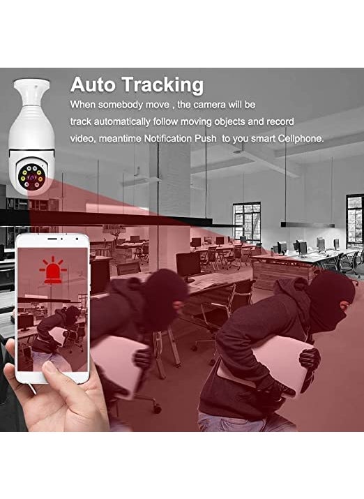 GREENEYE TECHNOLOGY Security Camera CCTV Camera Series 1080p HD Bulb Light Wireless IP CameraFish Eye 360 Degree Panoramic Mini Lamp IR CCTV Home Security Camera Cloud Camera White