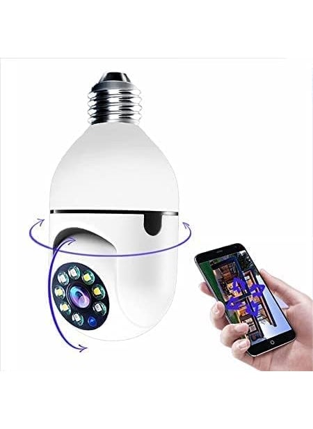 SNARIYOVSN 1080p HD Bulb Light Wireless IP Camera Fish Eye 360 Degree Panoramic Mini Lamp IR CCTV Indoor Home Security Camera Motion Detection Cloud Camera Light Blub White Camera36
