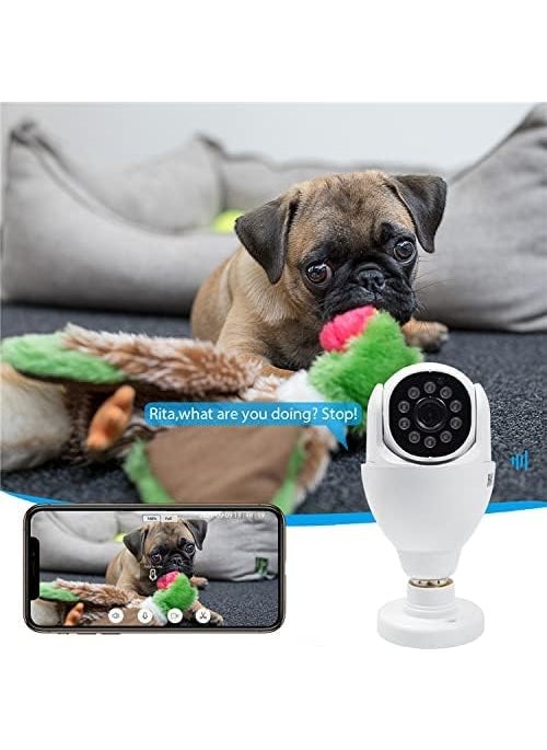 SNARIYOVSN 1080p HD Bulb Light Wireless IP Camera Fish Eye 360 Degree Panoramic Mini Lamp IR CCTV Indoor Home Security Camera Motion Detection Cloud Camera Light Blub White Camera36