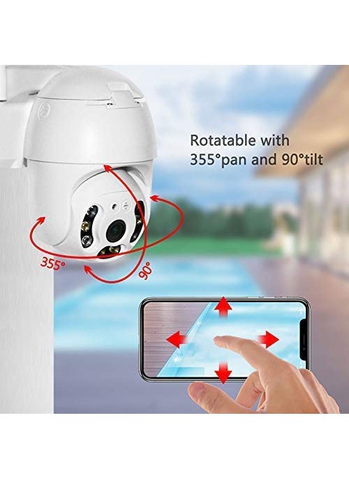 Visicube WiFi IP CCTV Security Camera 1080P 12mp Ptz Outdoor Ip66 Waterproof Pan Tilt Speed Dome Home Surveillance Camera with Motion Detection Colour Night Vision CCTV Camera with Adapter