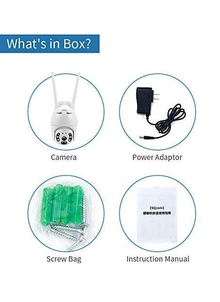 Visicube WiFi IP CCTV Security Camera 1080P 12mp Ptz Outdoor Ip66 Waterproof Pan Tilt Speed Dome Home Surveillance Camera with Motion Detection Colour Night Vision CCTV Camera with Adapter