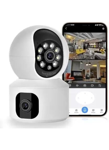 Ducncon Dual Lens WiFi 360 Camera Full HD 4mp CCTV Night Vision Motion Sensor 2Way Audio Security Camera 1 Channel