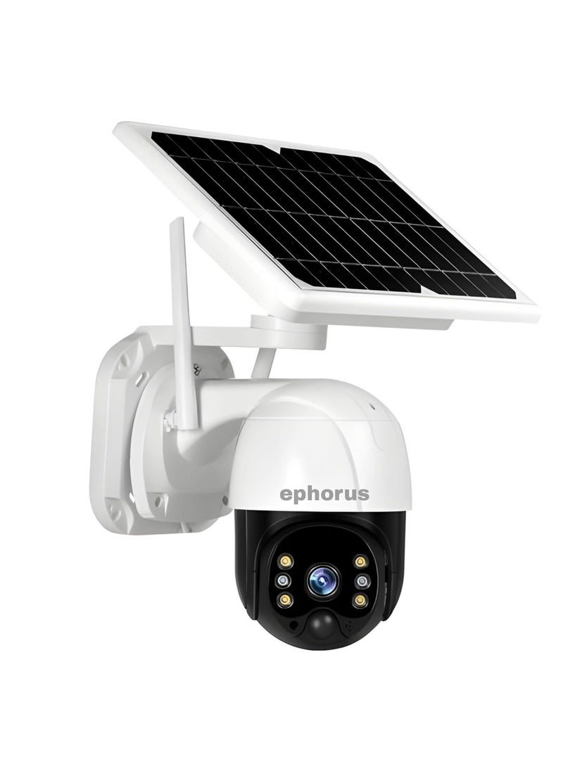 Solar 5Mp 4G Sim Based Pan Tilt Zoom CCTV Camera Outdoor Camera Weatherproof 2 Way Talk Motion Detect Supports SD Card Up to 128GB Colored Night Vision
