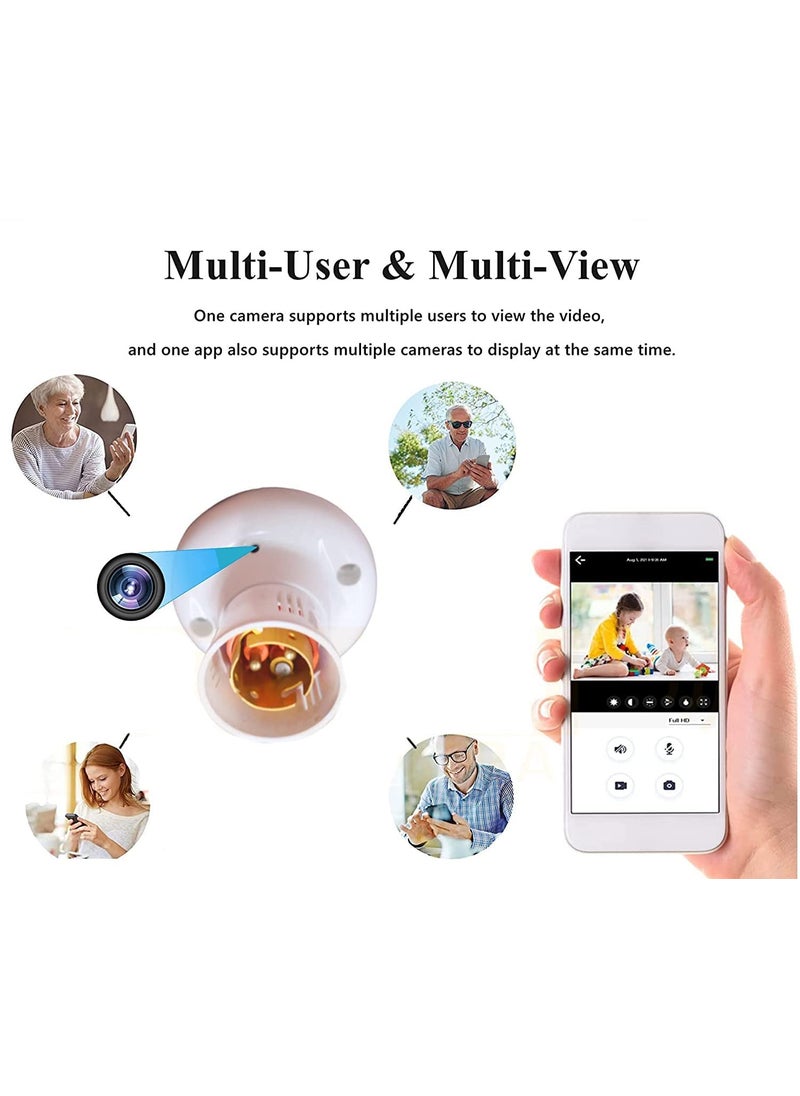 Asleesha WiFi Bulb Holder Camera 1080p WiFi Wireless Cam Mini Smart Security Camera with Video Recording HD Voice Quality