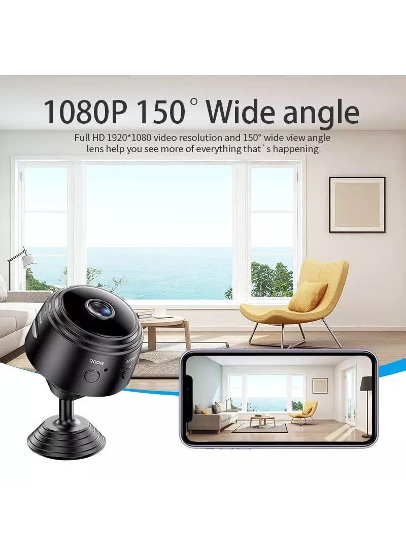 TECHNOVIEW Mini HD Wireless Video Audio Recording WiFi Cam Watch Live View Full HD 1080P CCTV WiFi IP Camera with Night Vision Indoor Supports Upto 64 GB Card not Included Battery Operated