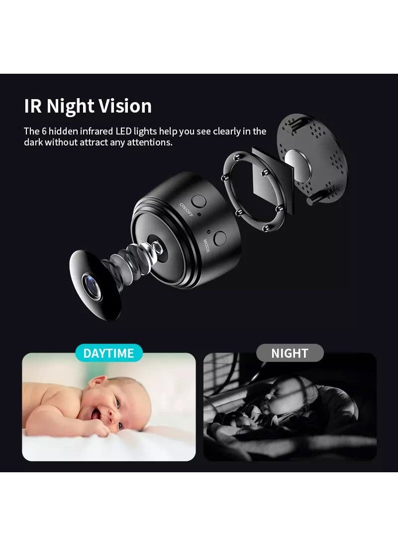 TECHNOVIEW Mini HD Wireless Video Audio Recording WiFi Cam Watch Live View Full HD 1080P CCTV WiFi IP Camera with Night Vision Indoor Supports Upto 64 GB Card not Included Battery Operated