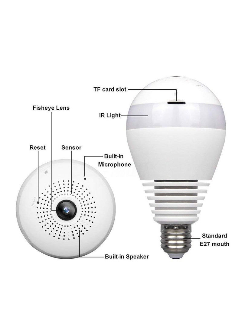MANYACEM 360 Degree Smart WiFi Wireless Light Bulb Security Camera Spy Hidden Panoramic Security Bulb Camera Indoor Bulb Camera HD