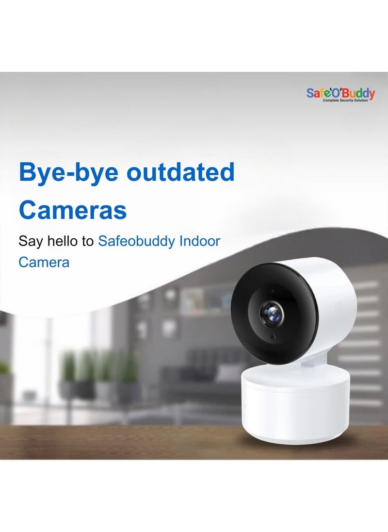 SafeOBuddy Smart Indoor 360 WiFi Security Camera for Home and Offices 2MP 1080p Full HD Mobile App Two Way Talk Night Vision SD Card Recording Alexa OK Google