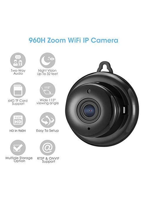 MatLogix WiFi Full HD Spy IP Camera Hidden Wireless CCTV Security with Microphone Cloud Based Storage Night Vision Motion Detection Two Way Communication Supports SD Card for Home Car Black