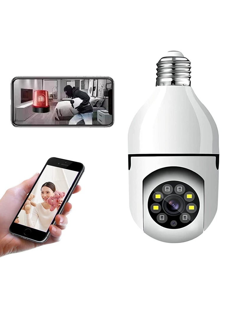 WiFi Wireless CCTV Camera 1080p Bulb Shape PTZ V380 Pro Security Camera with LED Lights Auto Tracking Motion Detection and Two Way Audio Night Vision Remote Viewing Indoor Camera