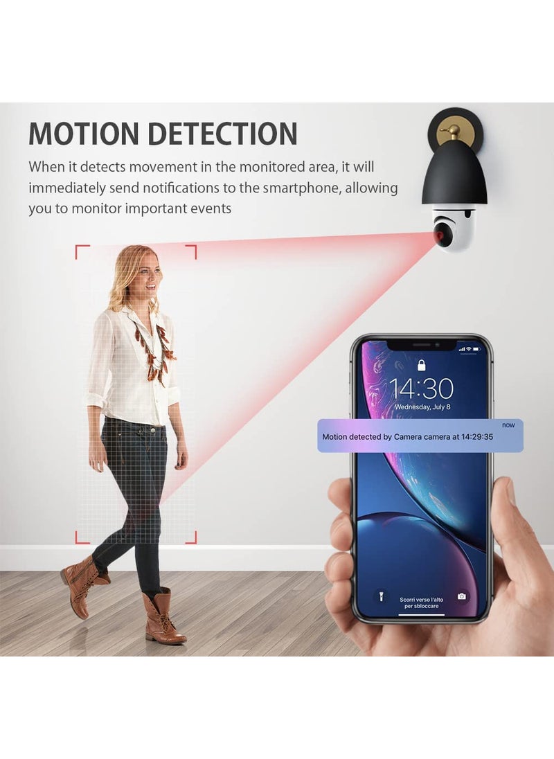 MatLogix Security WiFi Outdoor Wireless 2MP CCTV Bulb Camera Full HD 1080P IP Camera Home Surveillance CCTV Cameras with Motion Detection AlarmTwo Way Audio PTZ Dome Camera