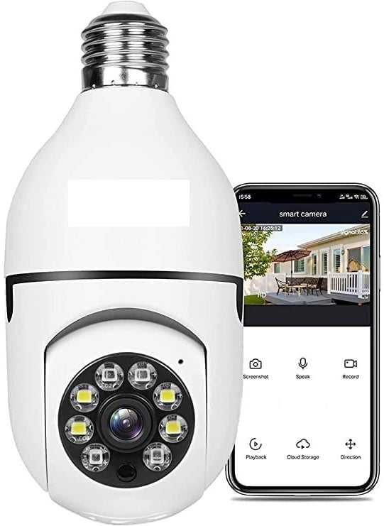 GREENEYE TECHNOLOGY GT CCTV Camera Series 1080p HD Bulb Light Wireless IP CameraFish Eye 360 Degree Panoramic Mini Lamp IR CCTV Home Security Camera Cloud Camera White