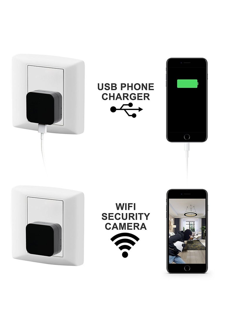 Wukama 4K Charger Camera WiFi 1920PX1080P HD USB Wall Charger WiFi Camera for Security Surveillance Motion Detection Remote Viewing