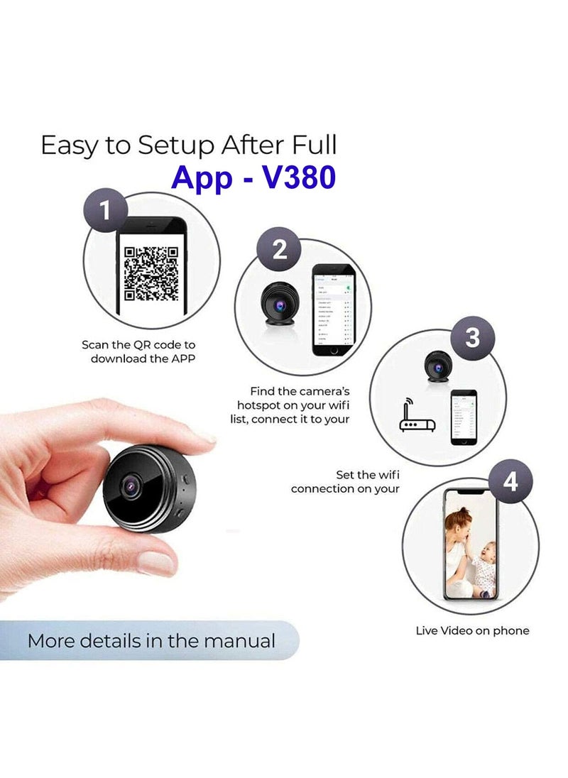 TECHNOVIEW Diamond Series Mini Magnet Camera WiFi Wireless HD 1080P Camera for Home Small Security Camera Night Vision Motion Detection Builtin Battery V380 Pro App