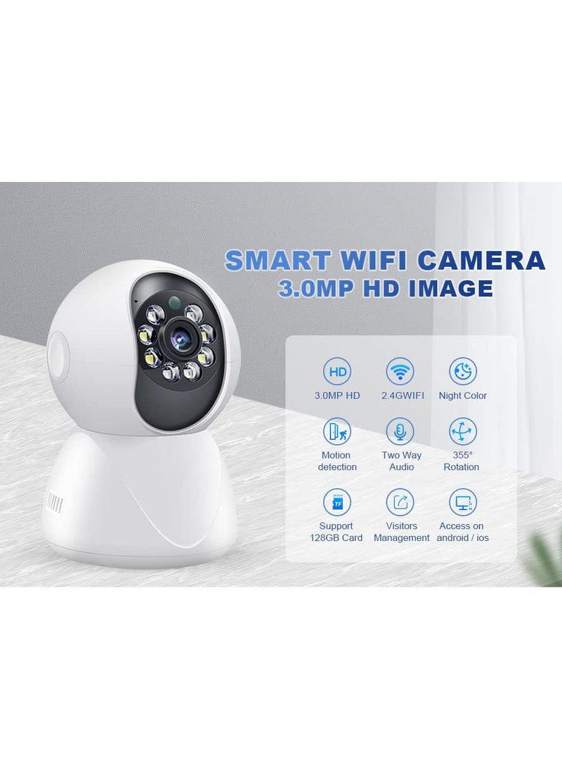 Aapeshwar Smarthome Wireless WiFi AI Smart Security Camera with 3 MP Indoor HD Resolution Two Way intercom Dual Light Souce Mode PTZ Function Humanoid Tracking Color Night Vision