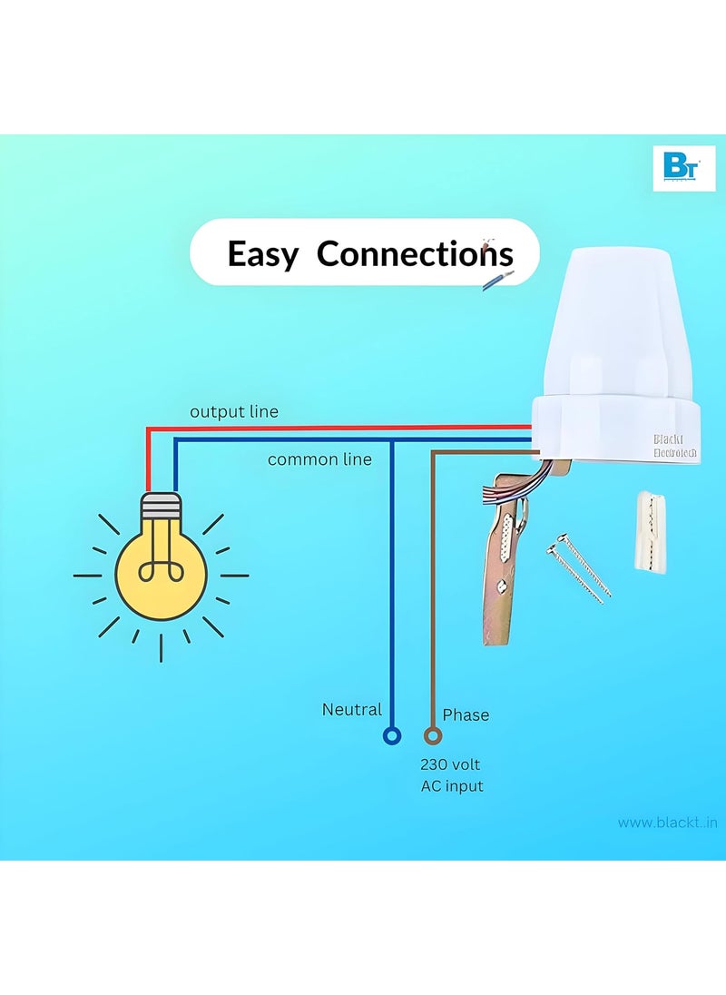 Blackt Electrotech BT31P1 DayNights Auto on and off Photocell LDR Switch 2 PC PACK