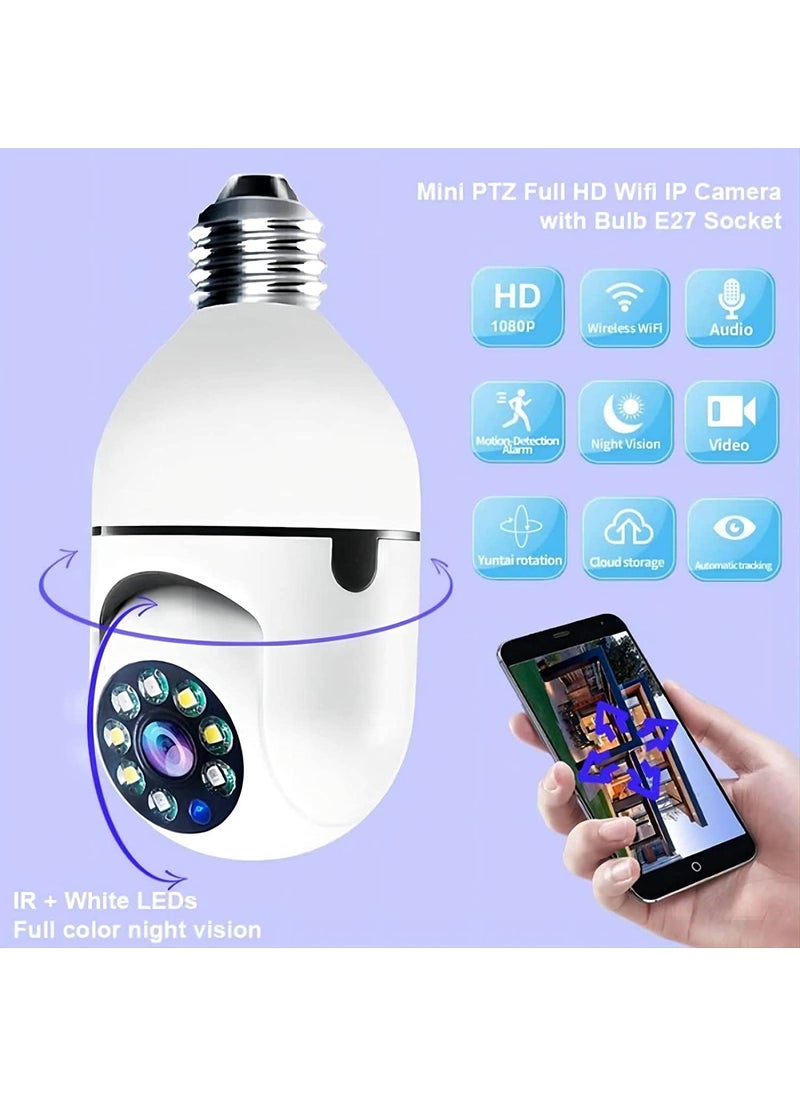 SIOVS WiFi Outdoor Bulb Camera Full HD 1080P WiFi IP Camera Home Surveillance CCTV Cameras with Motion Detection AlarmNight VisionRemote Viewing_Two Way Audio PTZ Dome Camera