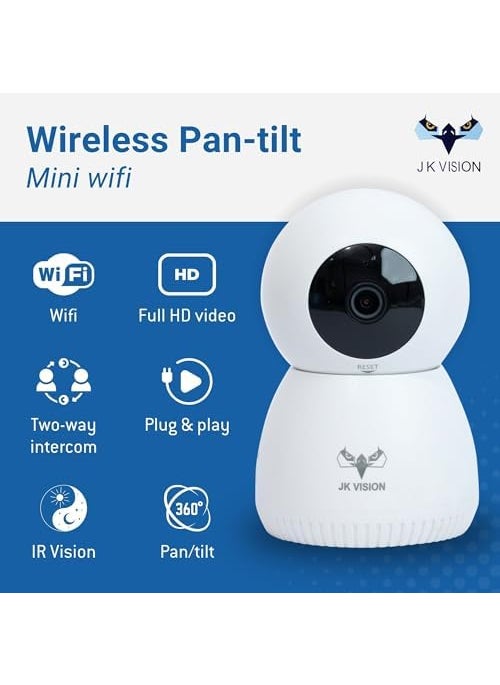 JK Vision Ranger 2 WiFi CCTV Camera 360 Coverage1080P Wireless Human Tracking Alarm Push Night Vision TwoWay Talk Compatible with Alexa White Support Upto 256GB Memory Card