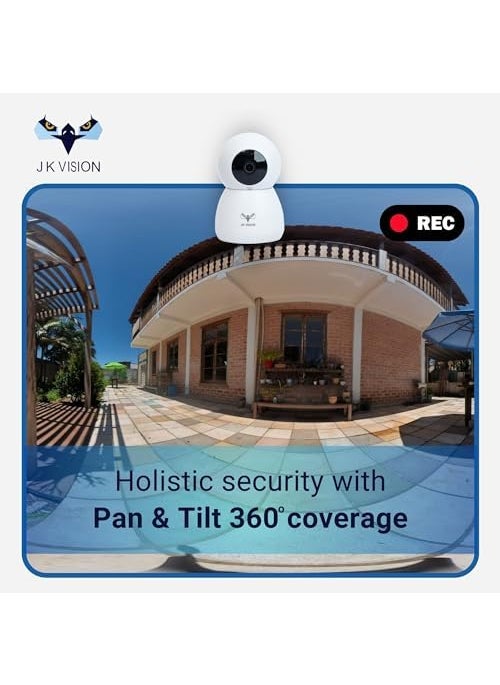JK Vision Ranger 2 WiFi CCTV Camera 360 Coverage1080P Wireless Human Tracking Alarm Push Night Vision TwoWay Talk Compatible with Alexa White Support Upto 256GB Memory Card