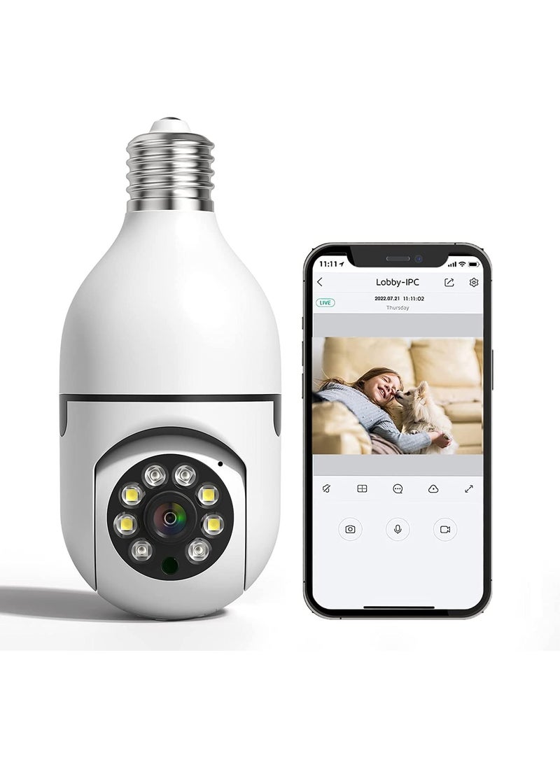 WiFi Camera CCTV Camera 1080p Wireless PTZ Bulb V380 Pro Indoor 360 Smart Home Security Camera Light Vision 24x7 Continuous Recording with Motion Sensor LED Lights Auto Tracking