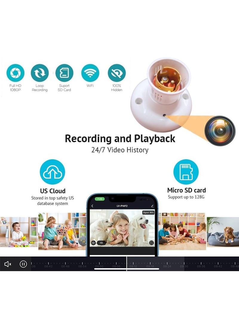AYIKA 4K WiFi 1080P Spy Bulb Holder Camera Security Secret Live Audio Video Recording Day Vision