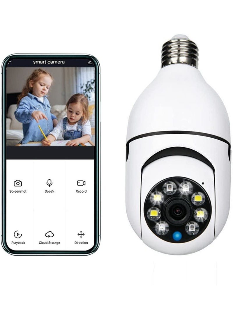 Wifi IP Wireless CCTV Security Light Vision Remote Viewing Indoor Bulb Shape 360 Degree PTZ Camera 1080p Watch Live Streaming Two Way Audio Communication