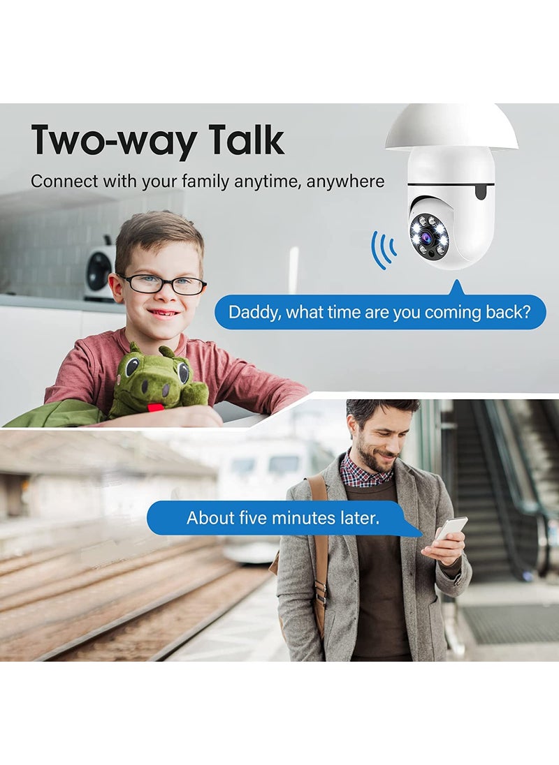 Wifi IP Wireless CCTV Security Light Vision Remote Viewing Indoor Bulb Shape 360 Degree PTZ Camera 1080p Watch Live Streaming Two Way Audio Communication