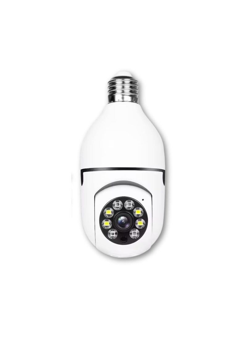 OneXsale 1080p HD 2mp Wireless Bulb Shape IP Cctv Camera 360 Panoramic Fisheye Motion Detection PTZ Indoor Security Camera with IR distance live vew monitoring Night Vision security camera White