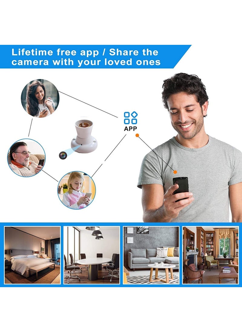 IYZA New HD WiFi 1080P Secret Bulb Holder Camera HD Wireless Video Recorder Camera Watch Live 24 Hours PRO APPBulb Holder