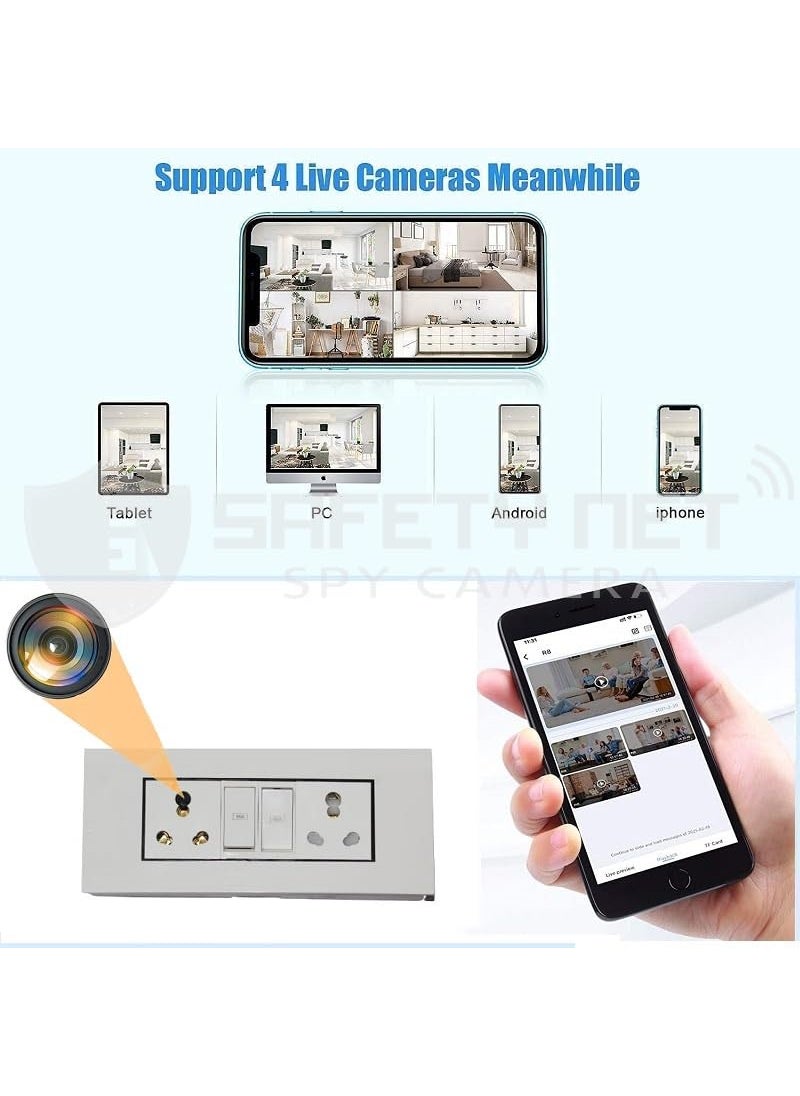 Safety NET Camera WiFi 1080P HD Modular Switch Board Hidden Camera with Live Feed WiFi Indoor Security Camera Support Up to 32GB MicroSD Card Modular Socket Camera