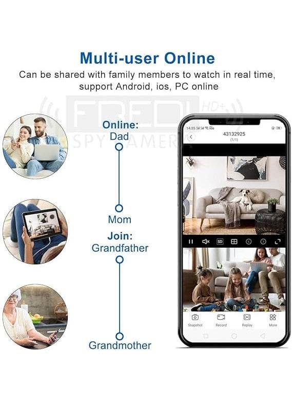 FREDI HD PLUS Plug Hidden Camera 3 Pin Multi Plug Camera Inbuilt 32GB SD Card Audio and Video Recording Live Feed Camera with WiFi Motion Detection iWFCam APP