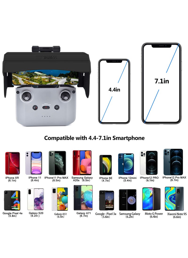 Drone Sunshade for DJI Mavic 3/Mini 2/Mavic Air 2/DJI Air 2S Controller Small and Lightweight Non-deformable Magnetic Design Precise Fit Suitable for 4.4-7.1 inch Smartphone Screens