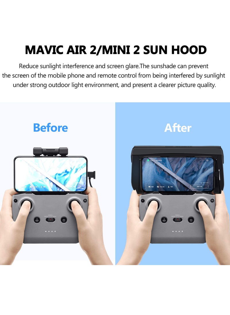 Drone Sunshade for DJI Mavic 3/Mini 2/Mavic Air 2/DJI Air 2S Controller Small and Lightweight Non-deformable Magnetic Design Precise Fit Suitable for 4.4-7.1 inch Smartphone Screens