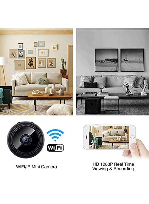 TECHNOVIEW Spy Mini Hidden HD Wireless Indoor Video Audio Recording Camera Watch Live 1080P CCTV IP Camera with Night Vision Motion Detection Supports Upto 64 GB Card Battery Operated