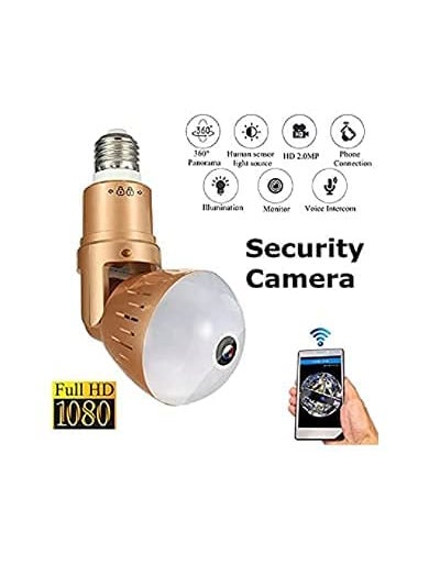 SIOVS HD Wireless Bulb 360 IP WiFi Camera 5mp Fisheye Vision Remoting Monitoring Home Office Security Camera Led Bulb Light